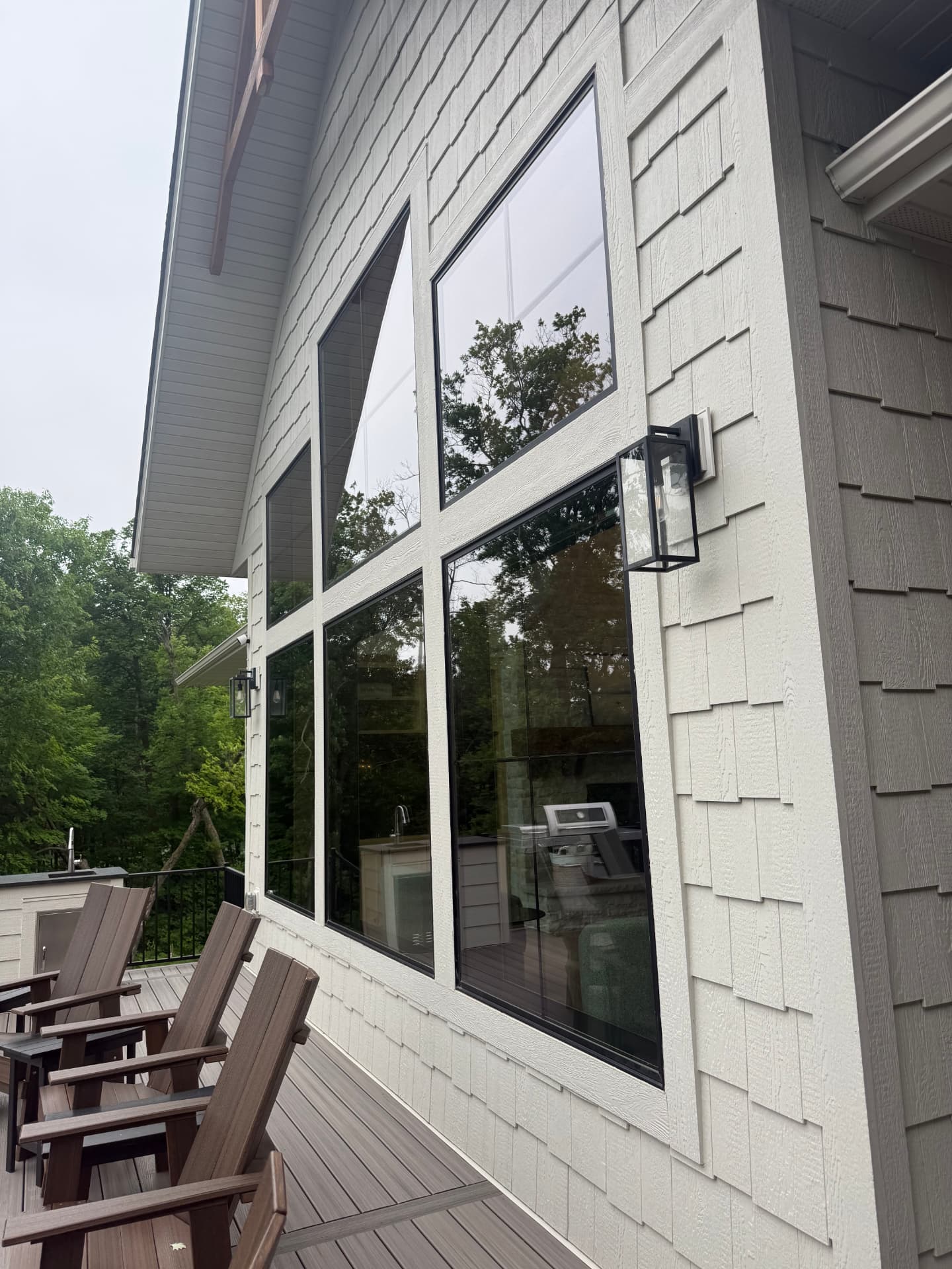 Large deck-side picture windows cleaned to a streak-free finish